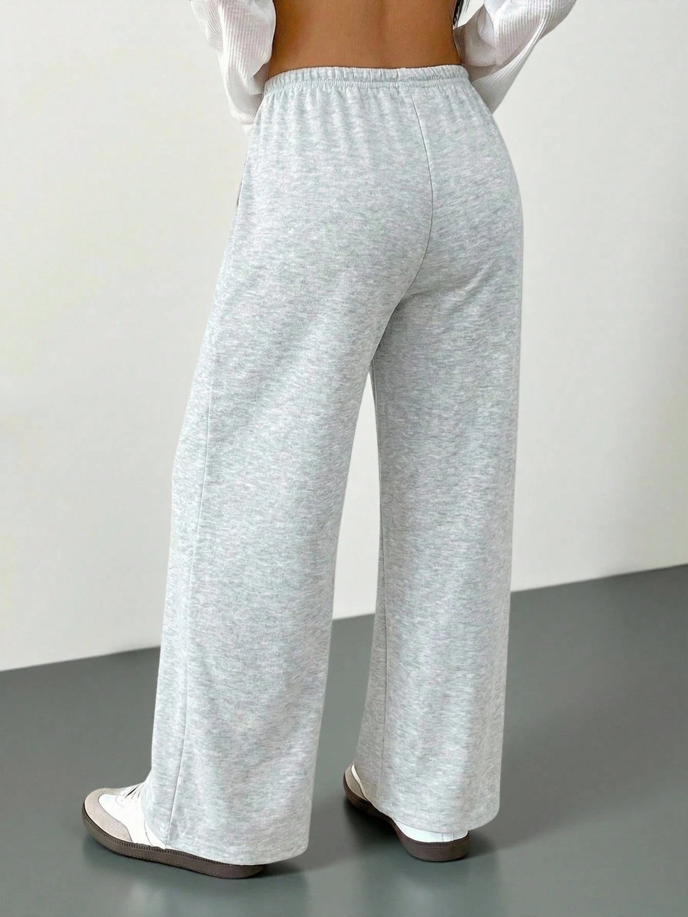 PETITE Women's Solid Color Drawstring Waist Soft Knit Loose Casual Pants, Fall/Winter, Baggy Pants Wide Leg Sweatpants Comfy Pants Lounge Pants Knit Pants,Petite Women