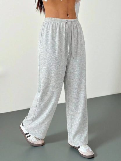 PETITE Women's Solid Color Drawstring Waist Soft Knit Loose Casual Pants, Fall/Winter, Baggy Pants Wide Leg Sweatpants Comfy Pants Lounge Pants Knit Pants,Petite Women