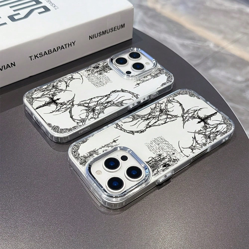 Phone Case: Fashion Art Y2K Retro Gothic Phone Case, Suitable For IPhone 17/16e/16/15/14/13/12/11 Pro Max/Air/X/XR/XSMAX/8/7 Plus, Metal Silver Lens Frame, Transparent Soft Back Cover