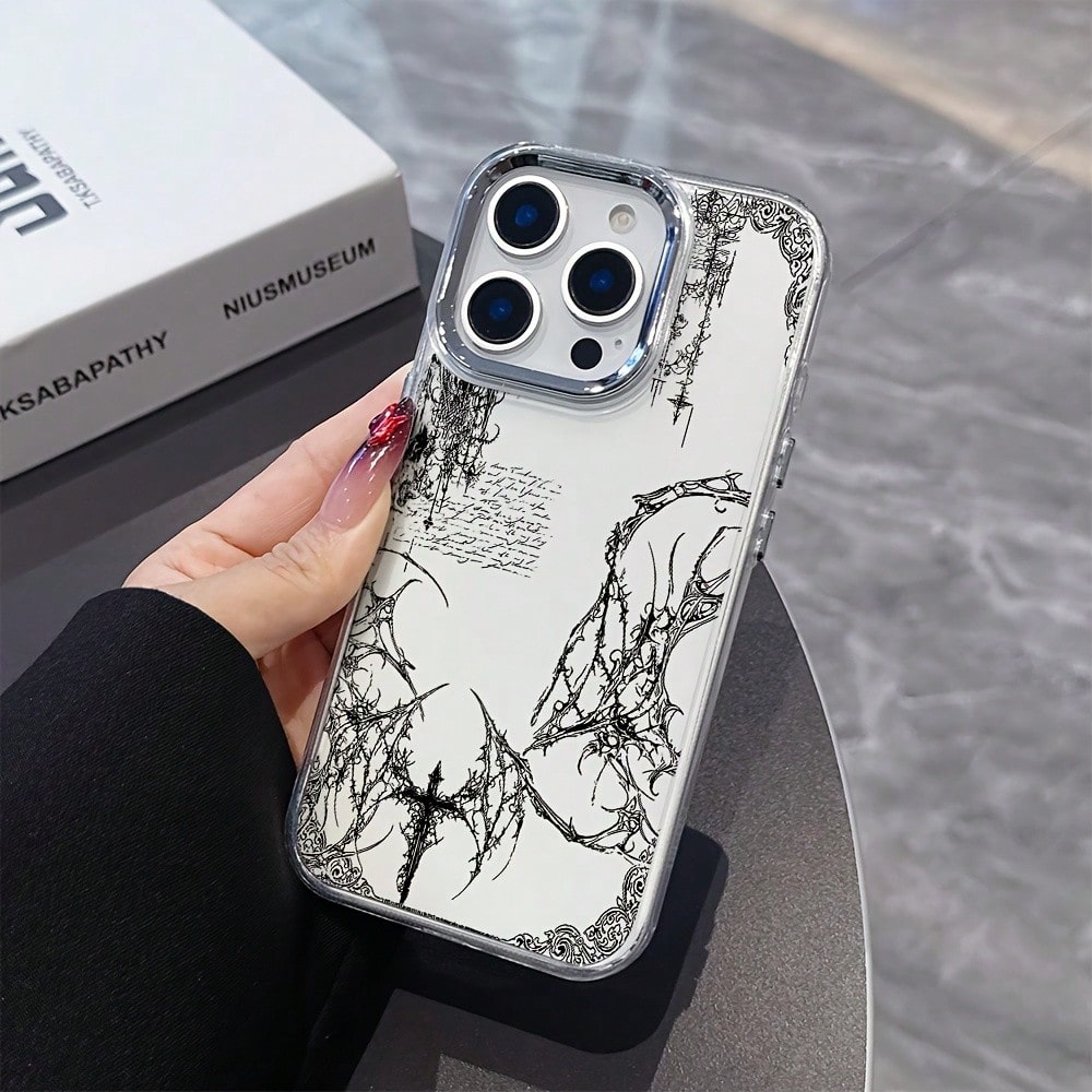 Phone Case: Fashion Art Y2K Retro Gothic Phone Case, Suitable For IPhone 17/16e/16/15/14/13/12/11 Pro Max/Air/X/XR/XSMAX/8/7 Plus, Metal Silver Lens Frame, Transparent Soft Back Cover