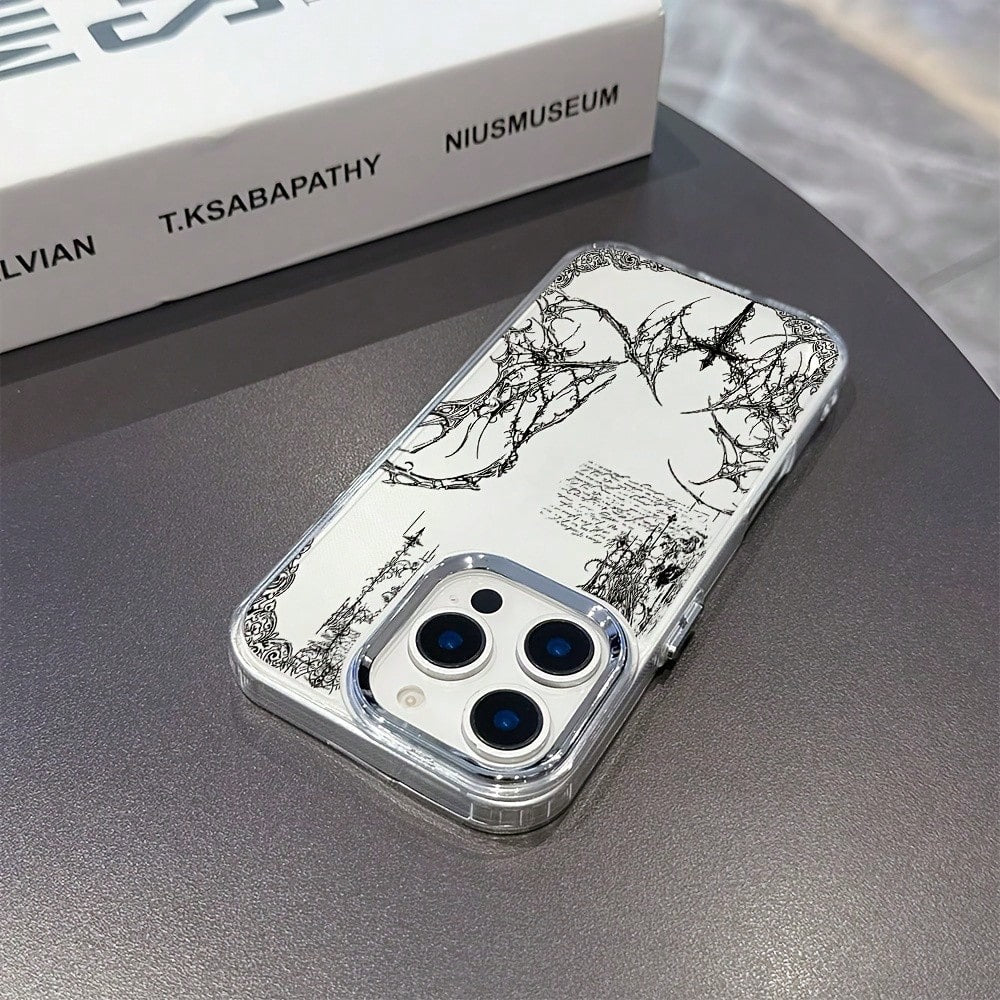 Phone Case: Fashion Art Y2K Retro Gothic Phone Case, Suitable For IPhone 17/16e/16/15/14/13/12/11 Pro Max/Air/X/XR/XSMAX/8/7 Plus, Metal Silver Lens Frame, Transparent Soft Back Cover