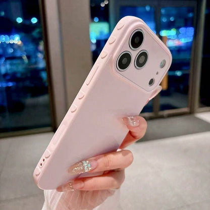 Phone Case, Pink Glossy Soft Touch Large Lens Window Shockproof Cover, Minimalist Daily Girly Accessory, Protector Compatible With IPhone 11/12/13/14/15/16/17 Pro Max Series