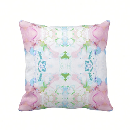 [Pillow Cover]Mirrored Watercolor Tow Pillow Covers, PinkGreenBlue Abstract ModernBrightColorful Print(Pillow Core Not Included)