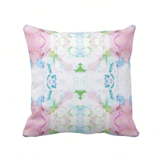 [Pillow Cover]Mirrored Watercolor Tow Pillow Covers, PinkGreenBlue Abstract ModernBrightColorful Print(Pillow Core Not Included)