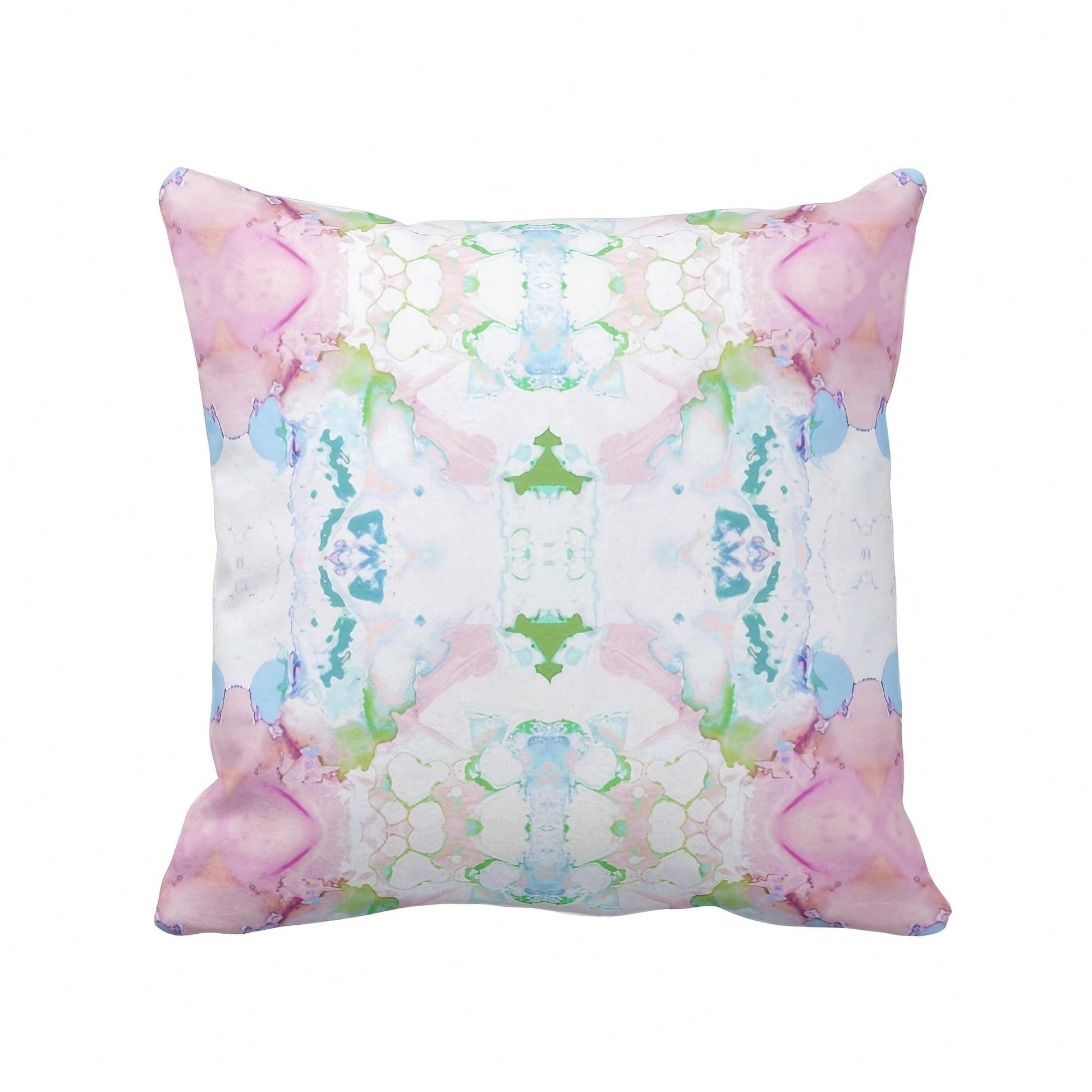 [Pillow Cover]Mirrored Watercolor Tow Pillow Covers, PinkGreenBlue Abstract ModernBrightColorful Print(Pillow Core Not Included)