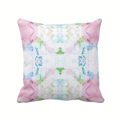 [Pillow Cover]Mirrored Watercolor Tow Pillow Covers, PinkGreenBlue Abstract ModernBrightColorful Print(Pillow Core Not Included)