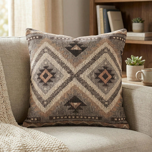 [Pillow Cover]Vintage Woven Tow Pillow, Southwestern Geometric Boho Cushion For Home Dr Accent(Pillow Core Not Included)