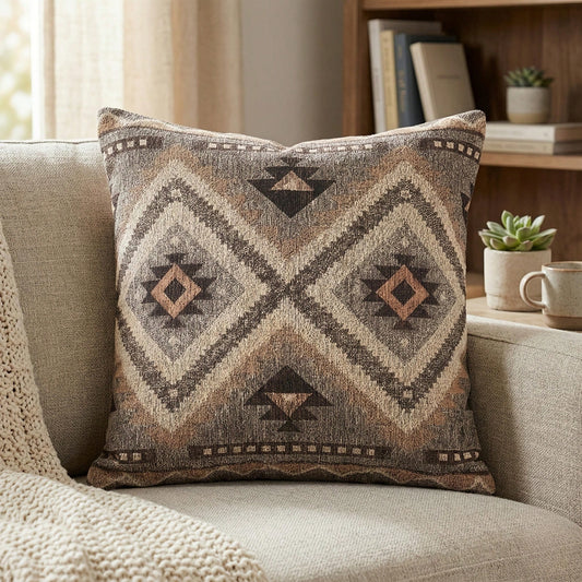 [Pillow Cover]Vintage Woven Tow Pillow, Southwestern Geometric Boho Cushion For Home Dr Accent(Pillow Core Not Included)