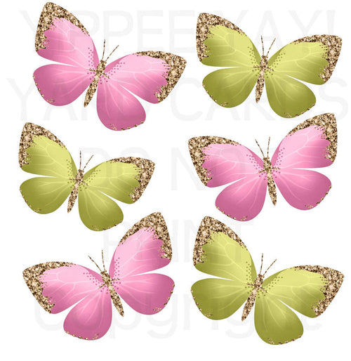 Pink and Yellow Butterflies Half Sheet Misc.