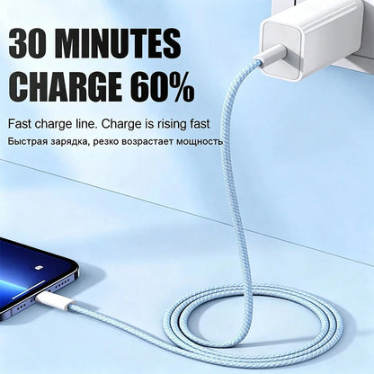 Pink/Blue Portable Charging Kit 20W Wall Fast Charging Set USB-C To Type-C Charging Adapter Wall Charger, With 3.3FT/100cm Long Nylon Braided Charging Cable Durable Anti-Tangle Data Line, Compatible W