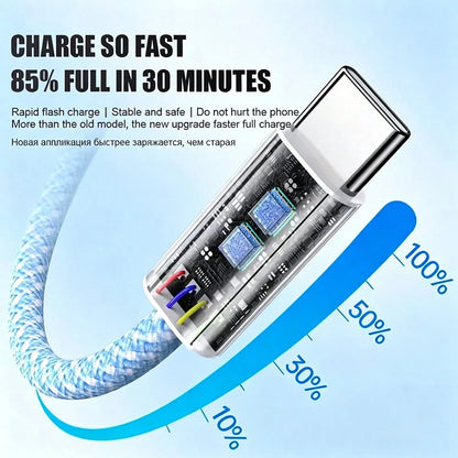 Pink/Blue Portable Charging Kit 20W Wall Fast Charging Set USB-C To Type-C Charging Adapter Wall Charger, With 3.3FT/100cm Long Nylon Braided Charging Cable Durable Anti-Tangle Data Line, Compatible W