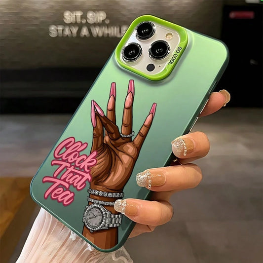 Pink Fashion Creative English Clock That Tea Design Phone Case For IPhone 17 16e 16 15 14 13 12 11 Mini Pro Max Air X XR XSMAX 8 7 Plus Anti-Drop Matte Back Cover