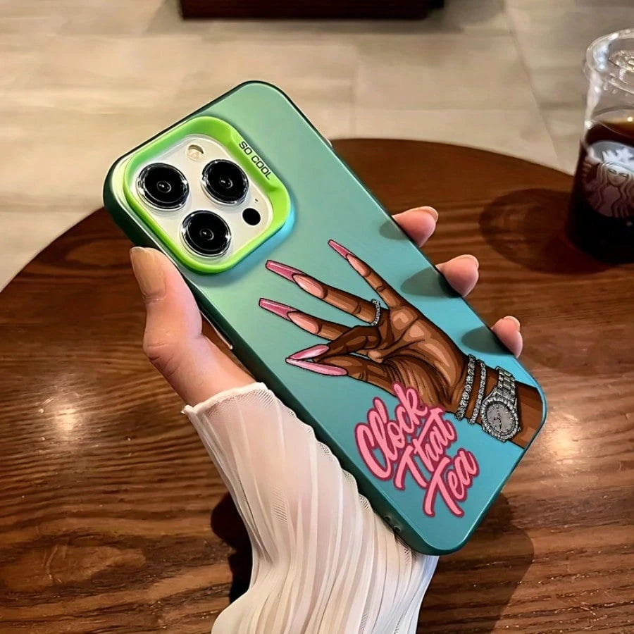 Pink Fashion Creative English Clock That Tea Design Phone Case For IPhone 17 16e 16 15 14 13 12 11 Mini Pro Max Air X XR XSMAX 8 7 Plus Anti-Drop Matte Back Cover