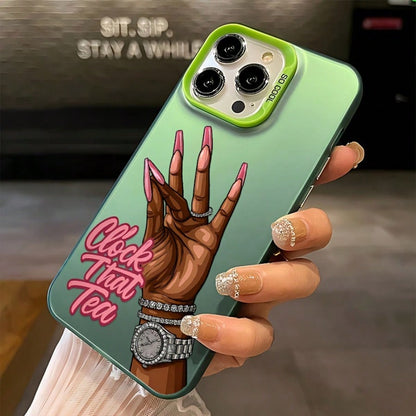Pink Fashion Creative English Clock That Tea Design Phone Case For IPhone 17 16e 16 15 14 13 12 11 Mini Pro Max Air X XR XSMAX 8 7 Plus Anti-Drop Matte Back Cover