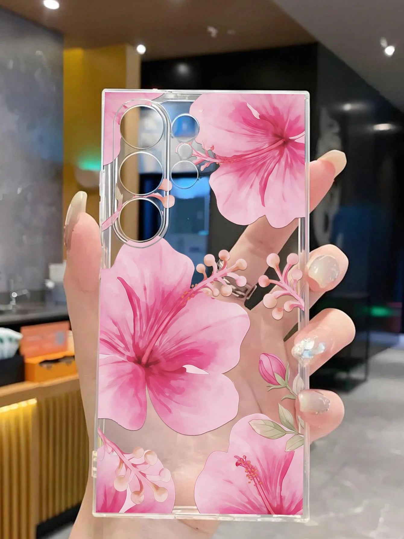 Pink Floral Fashion Flower 1pc Watercolor Bindweed Soft Phone Case, Compatible With Huawei Honor, Compatible With Redmi, Compatible With Galaxy A04e/12/A13/A14/A34/A50/A52/A53/A54/S21/S22/S23/S24/S25