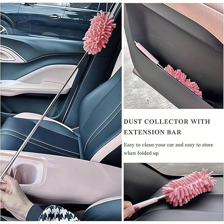 Pink Mini Car Cleaning Brush, Portable And Compact, Deep Crevice Dust Removal, Effortless Car Interior Care