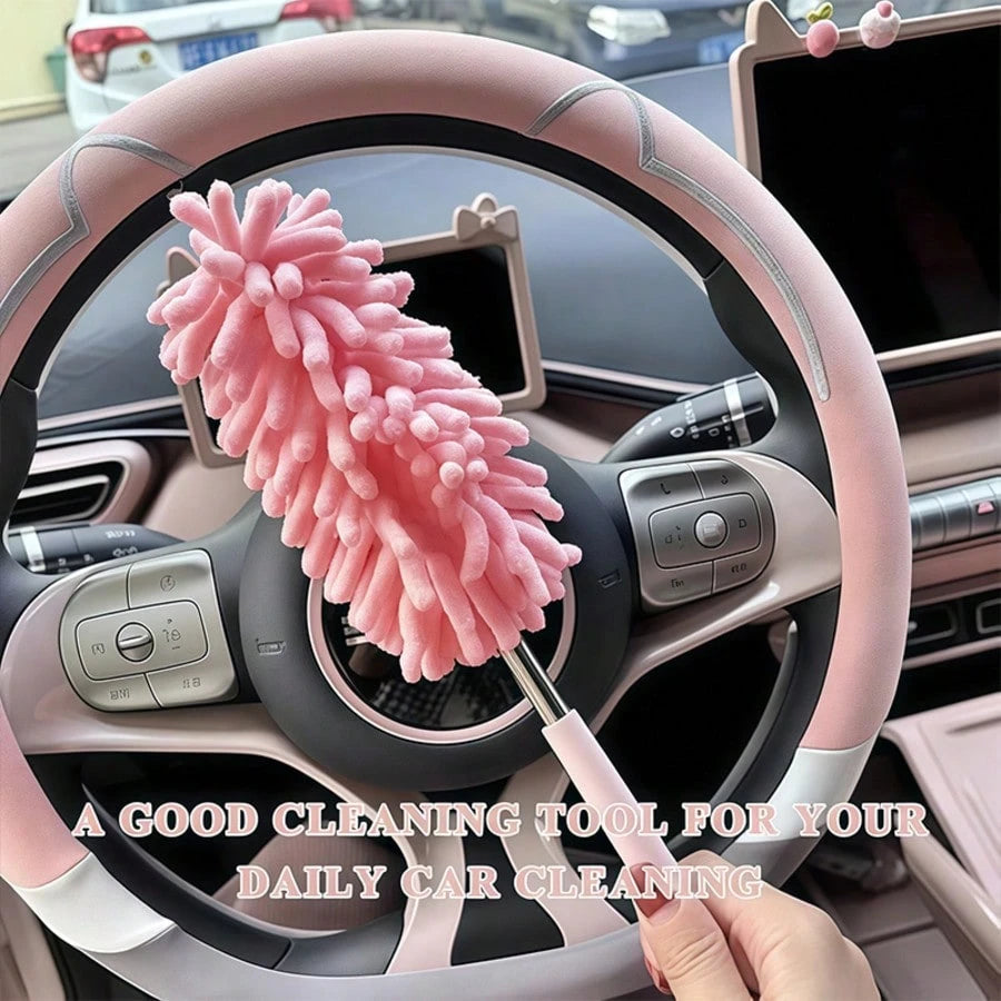 Pink Mini Car Cleaning Brush, Portable And Compact, Deep Crevice Dust Removal, Effortless Car Interior Care