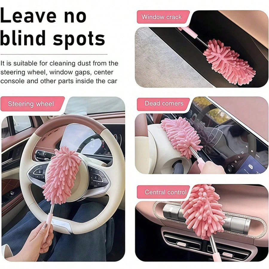 Pink Mini Car Cleaning Brush, Portable And Compact, Deep Crevice Dust Removal, Effortless Car Interior Care