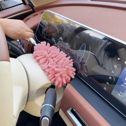 Pink Mini Car Cleaning Brush, Portable And Compact, Deep Crevice Dust Removal, Effortless Car Interior Care