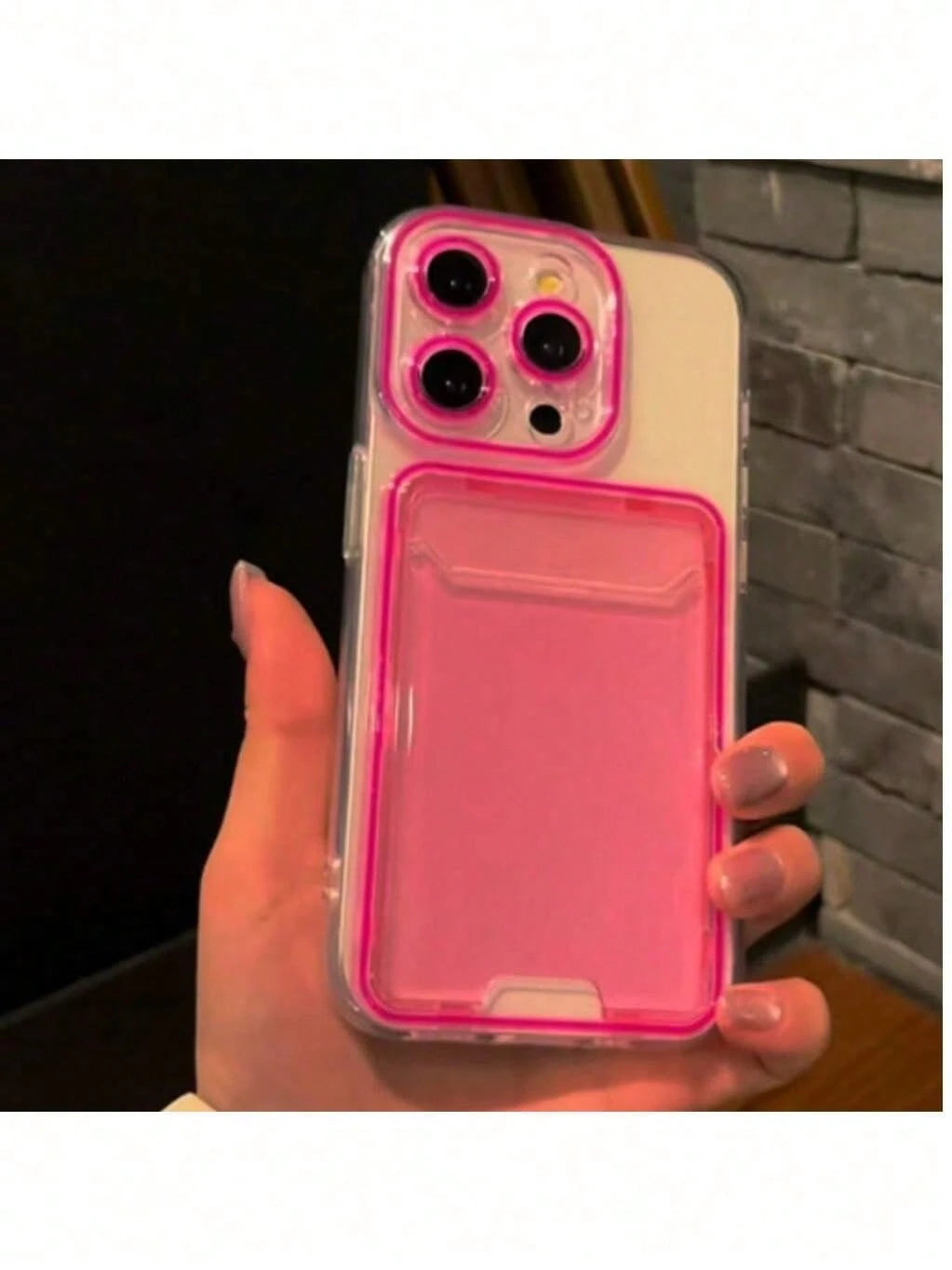 Pink Wallet Card Holder Hard PC Card Slot Lubricated Colorful Card Holder Case Compatible With IPhone 11/12/13/14/15/16 Pro Max/Plus Birthday Gift
