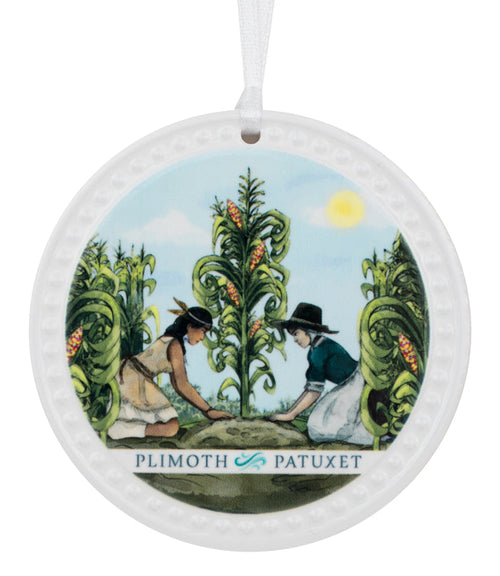 Planting Corn Ceramic Ornament