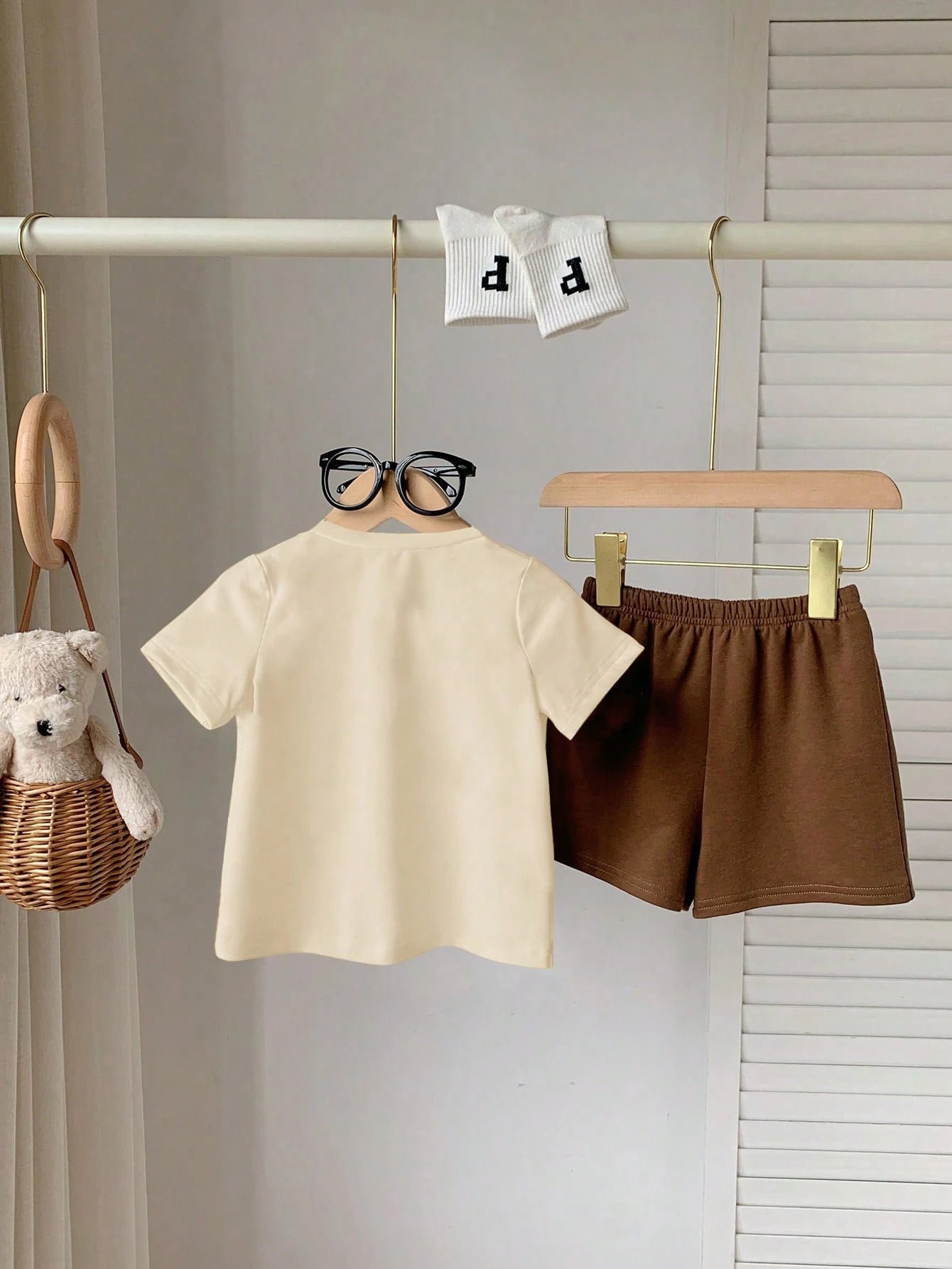 Playful Pals Baby Boys' Cute Animal & Dinosaur Print Round Neck T-Shirt And Matching Shorts Set,White Summer Casual Beach Vacation Minimalist Outdoor School Wear