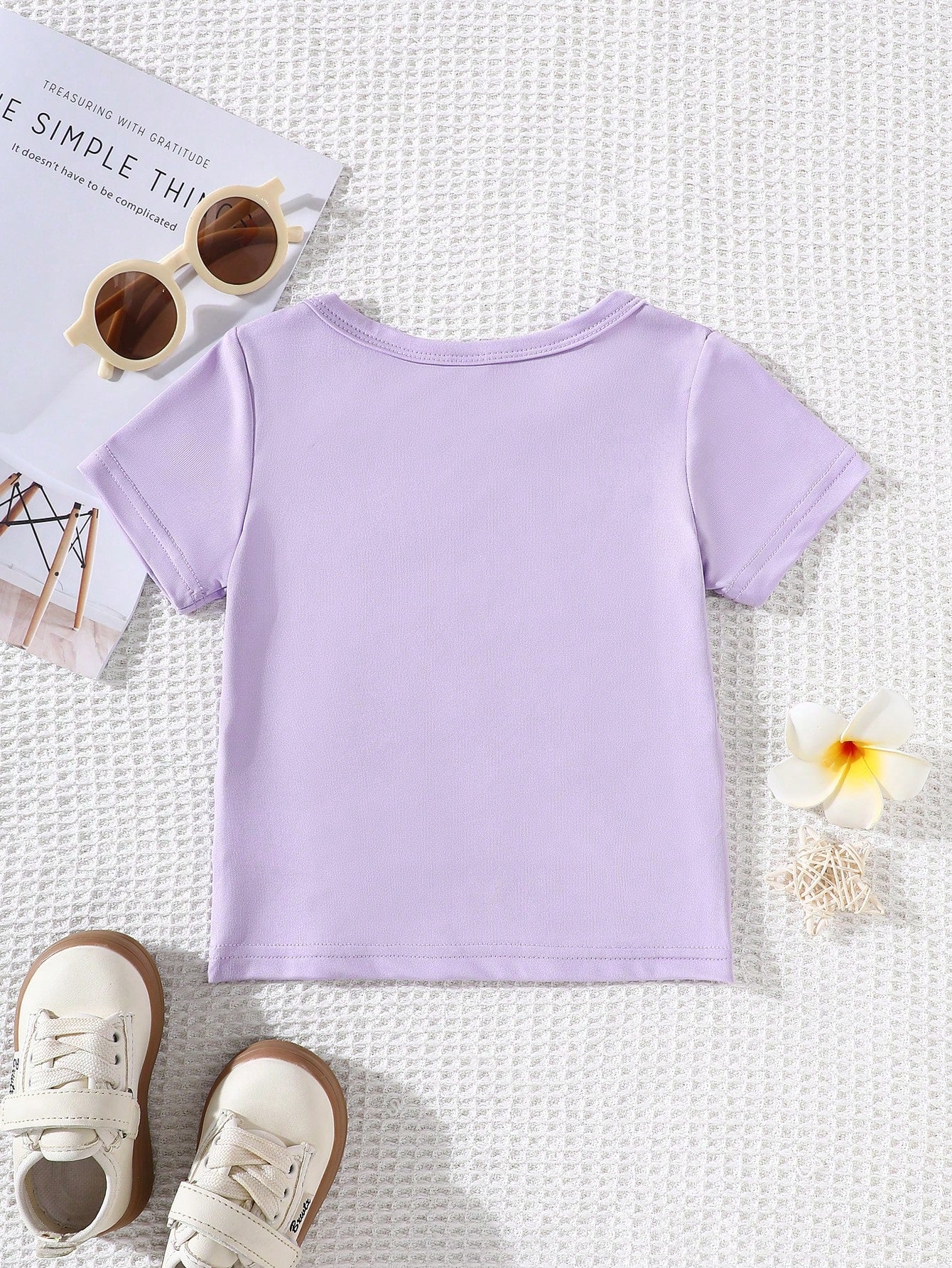 Playful Pals Baby Girls Black English Letter Print Casual Round Neck Short Sleeve T-Shirt, Summer