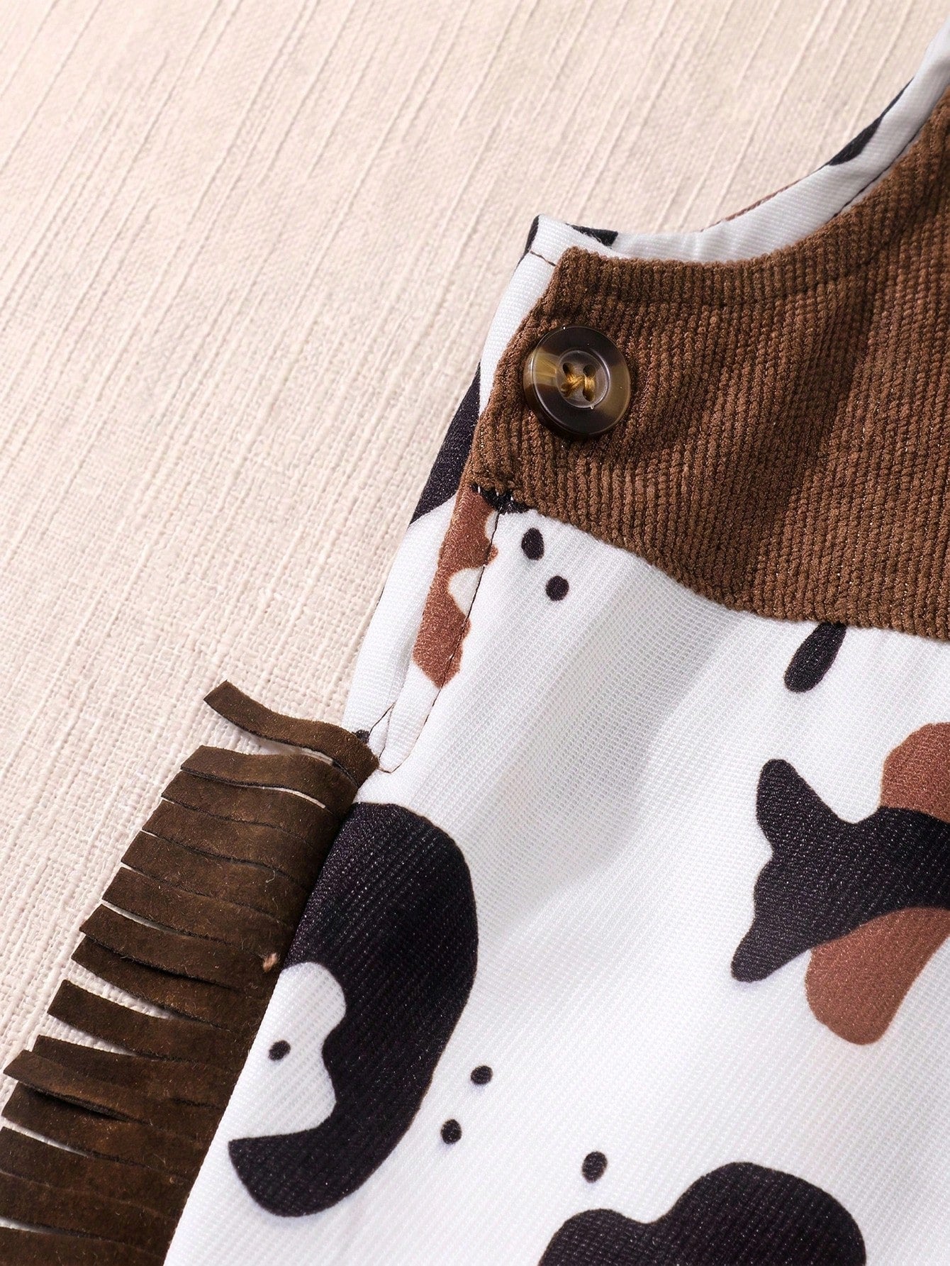 Playful Pals Toddler Boys' Western Style Cowboy Casual, Versatile, Cute & Western Ranch Pattern Printed Pocket Overalls Fringe Decorated Jumpsuit
