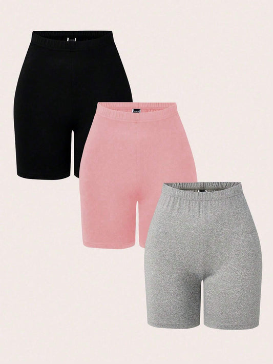 Plivvot 3pcs/Set Women's Basic Solid Color Casual Leggings