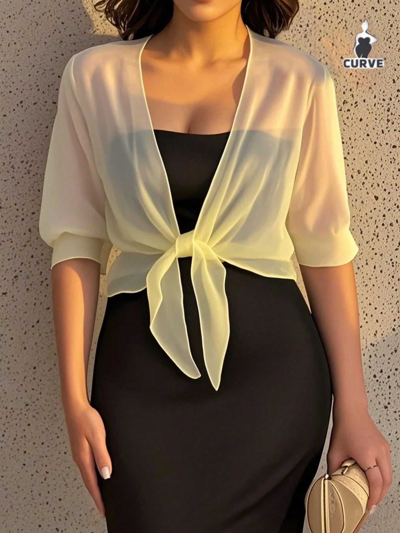 Plus Size Chiffon Tie Front Shirt Cover Up, Lightweight Casual Top For Summer Vacation