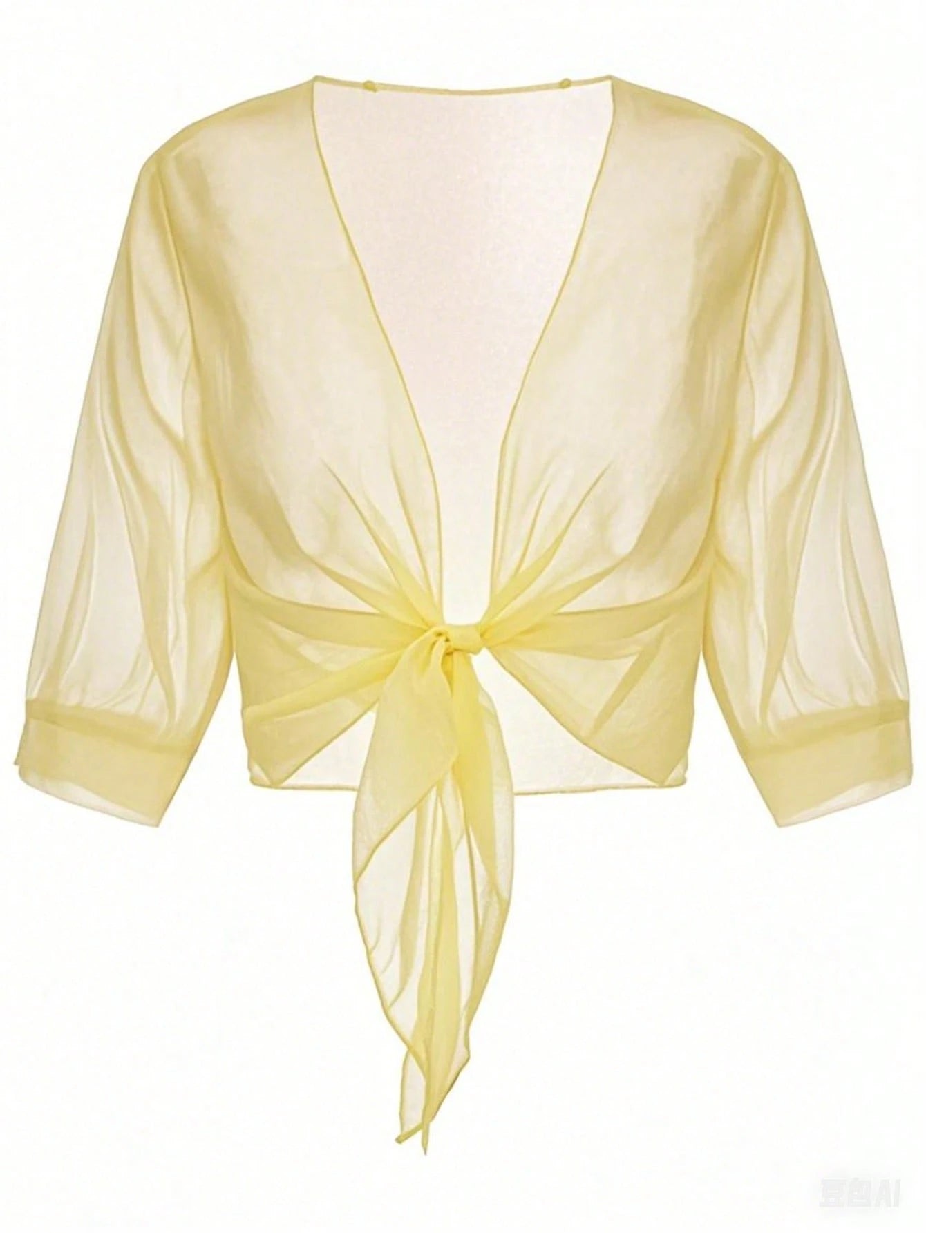 Plus Size Chiffon Tie Front Shirt Cover Up, Lightweight Casual Top For Summer Vacation