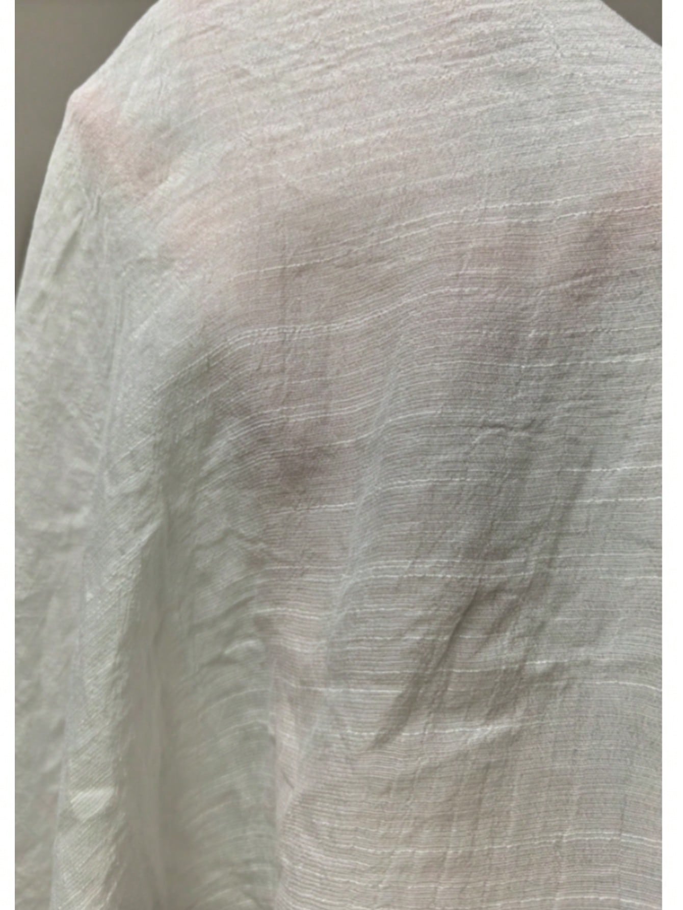 Plus Size Women's Summer White Batwing 3/4 Sleeve Cover Up, White, Single-Breasted Shirt, Solid Color, Comfortable Super Thin Breathable; White Party, Women's Easter Top, Beach Holiday Summer Vacat