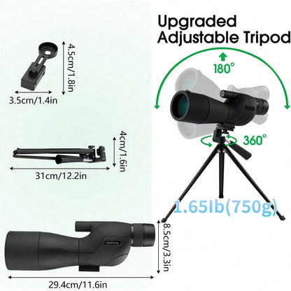 PokEpic High-Magnification & High-Definition- One-Piece Bird Watching Monocular| Compatible With Tripod, Portable, Durable ABS Material, Black, Manual Focus, Suitable For Outdoor Travel, Camping, Hi
