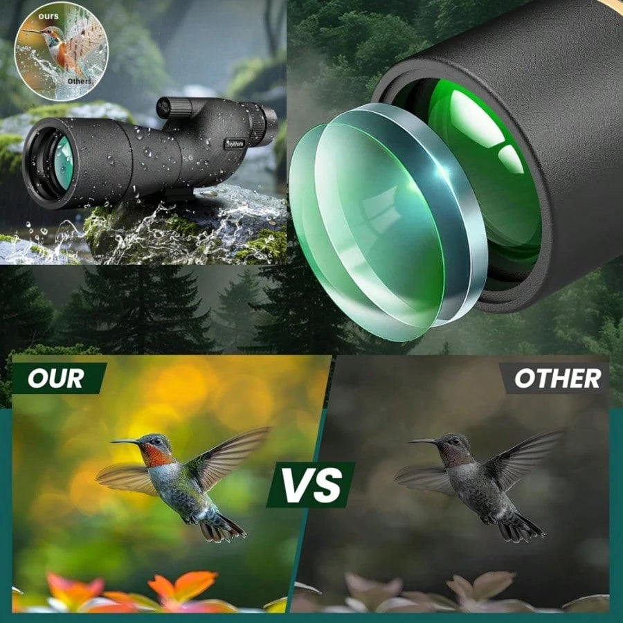 PokEpic High-Magnification & High-Definition- One-Piece Bird Watching Monocular| Compatible With Tripod, Portable, Durable ABS Material, Black, Manual Focus, Suitable For Outdoor Travel, Camping, Hi