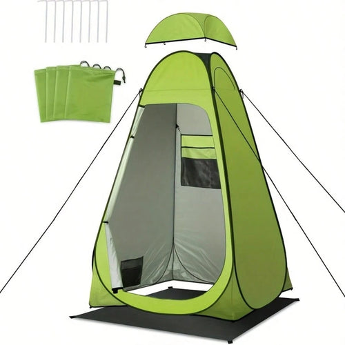Pop-Up Shower Tent, Portable Privacy Camping Changing Tent, Camp Toilet Bathroom Pod With Rain Fly And Window, 47.2" X 47.2" X 74.8"