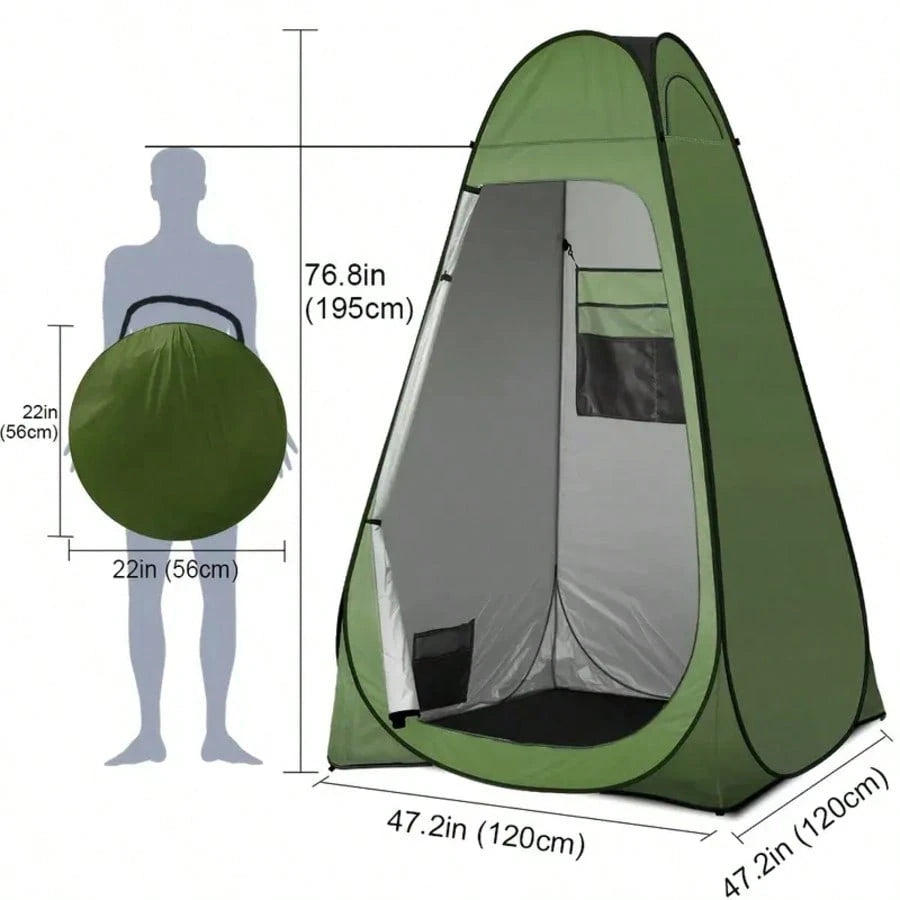 Pop-Up Shower Tent, Portable Privacy Camping Changing Tent, Camp Toilet Bathroom Pod With Rain Fly And Window, 47.2" X 47.2" X 74.8"