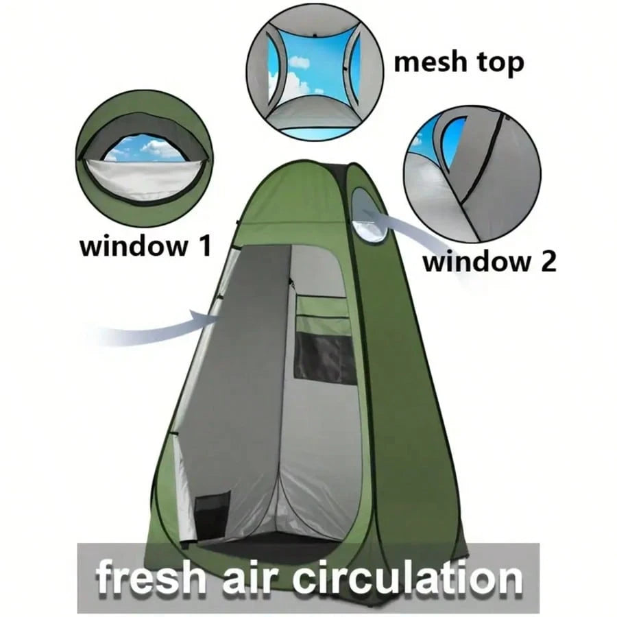 Pop-Up Shower Tent, Portable Privacy Camping Changing Tent, Camp Toilet Bathroom Pod With Rain Fly And Window, 47.2" X 47.2" X 74.8"