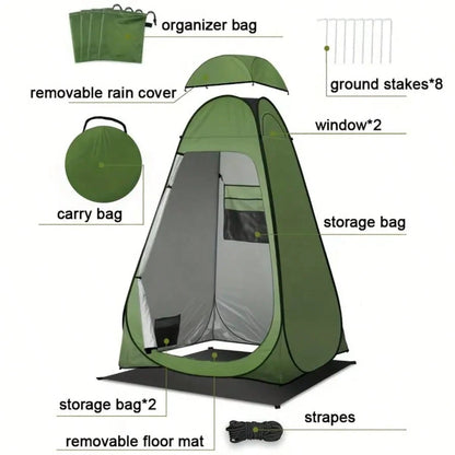 Pop-Up Shower Tent, Portable Privacy Camping Changing Tent, Camp Toilet Bathroom Pod With Rain Fly And Window, 47.2" X 47.2" X 74.8"