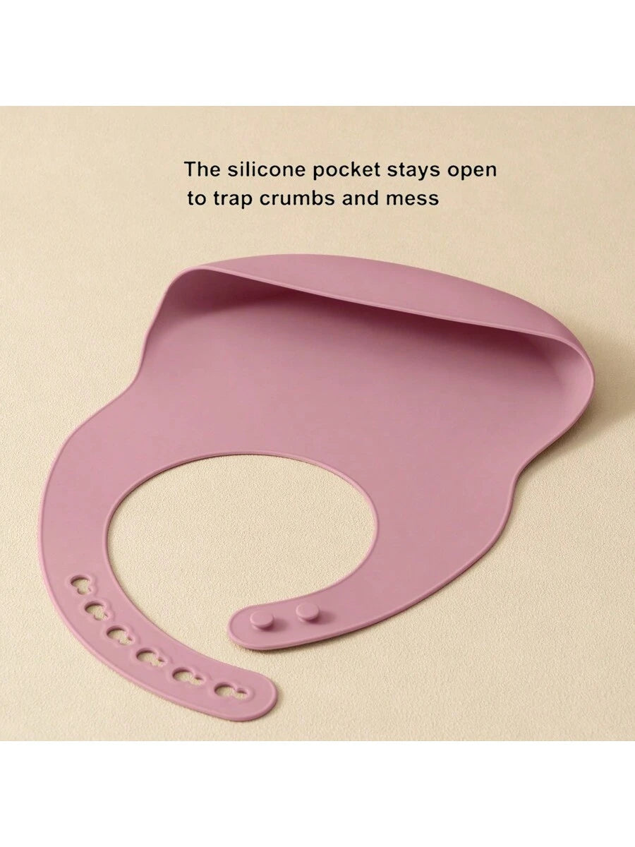 PopLittleOne 2PCS Silicone Baby Bibs Adjustable Bib Baby Stuff Children's Accessories For Eating Waterproof Burp Cloth Solid Color Baby Items