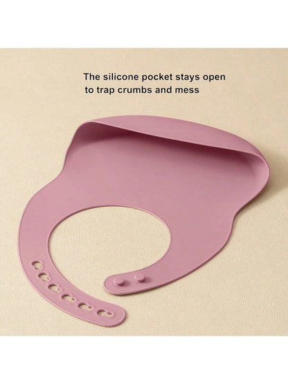 PopLittleOne 2PCS Silicone Baby Bibs Adjustable Bib Baby Stuff Children's Accessories For Eating Waterproof Burp Cloth Solid Color Baby Items