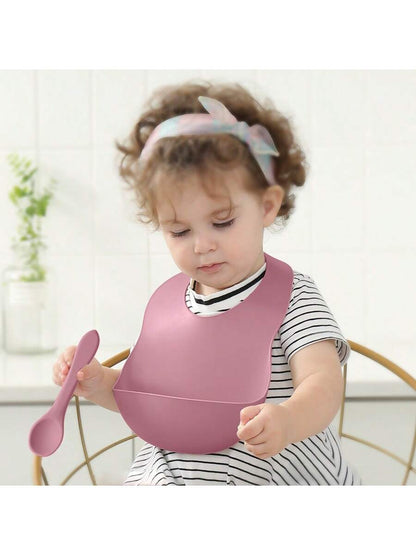 PopLittleOne 2PCS Silicone Baby Bibs Adjustable Bib Baby Stuff Children's Accessories For Eating Waterproof Burp Cloth Solid Color Baby Items