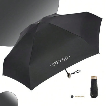 Portable Capsule Umbrella – Promotional Sun/Rain Umbrella With Black UV-Blocking Coating