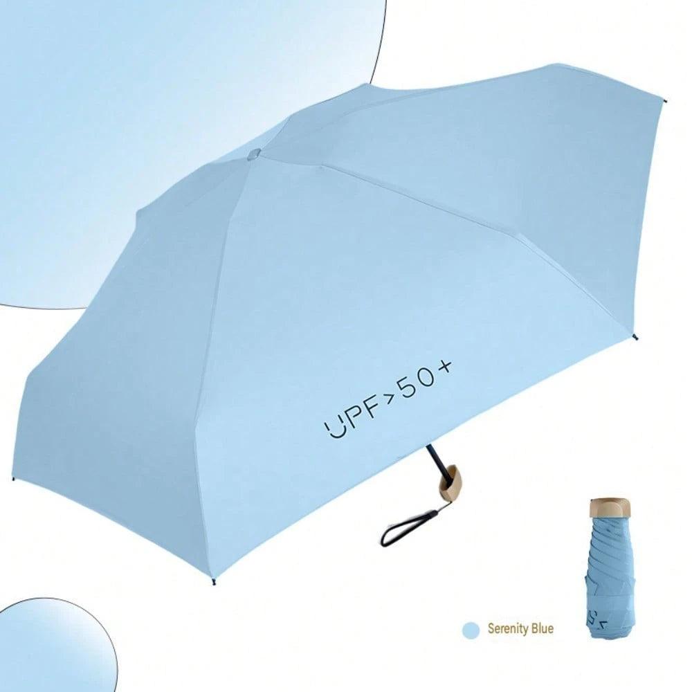Portable Capsule Umbrella – Promotional Sun/Rain Umbrella With Black UV-Blocking Coating