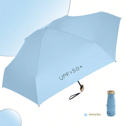 Portable Capsule Umbrella – Promotional Sun/Rain Umbrella With Black UV-Blocking Coating