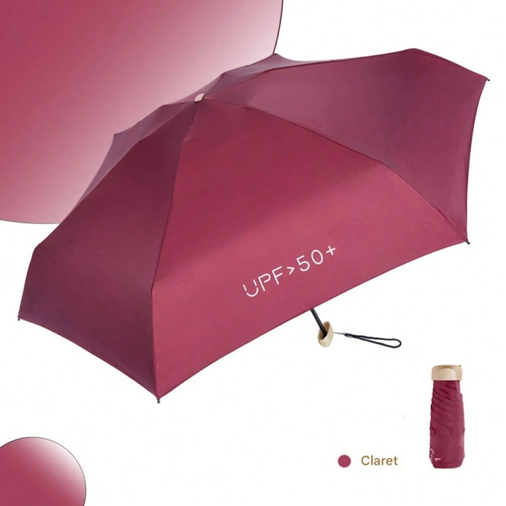 Portable Capsule Umbrella – Promotional Sun/Rain Umbrella With Black UV-Blocking Coating