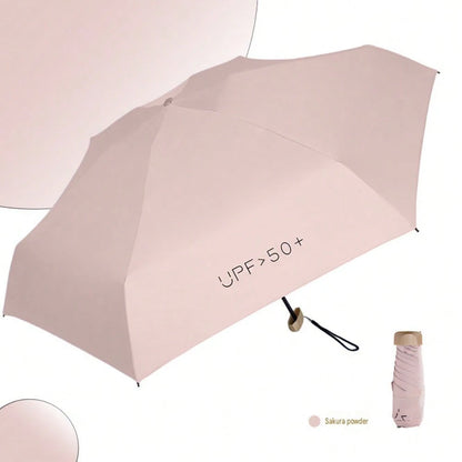 Portable Capsule Umbrella – Promotional Sun/Rain Umbrella With Black UV-Blocking Coating