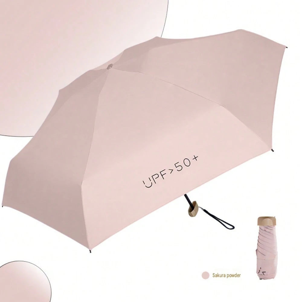 Portable Capsule Umbrella – Promotional Sun/Rain Umbrella With Black UV-Blocking Coating