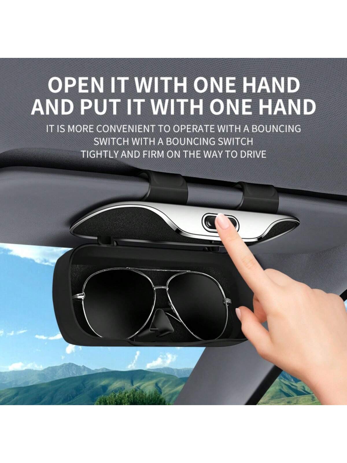 Portable Car Glasses Case, Car Driving Glasses Holder, Sunshade Glasses Box, Black Color