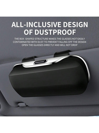 Portable Car Glasses Case, Car Driving Glasses Holder, Sunshade Glasses Box, Black Color