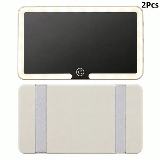 Portable Car Makeup Mirror With Sunshade And Smart LED Charging Function